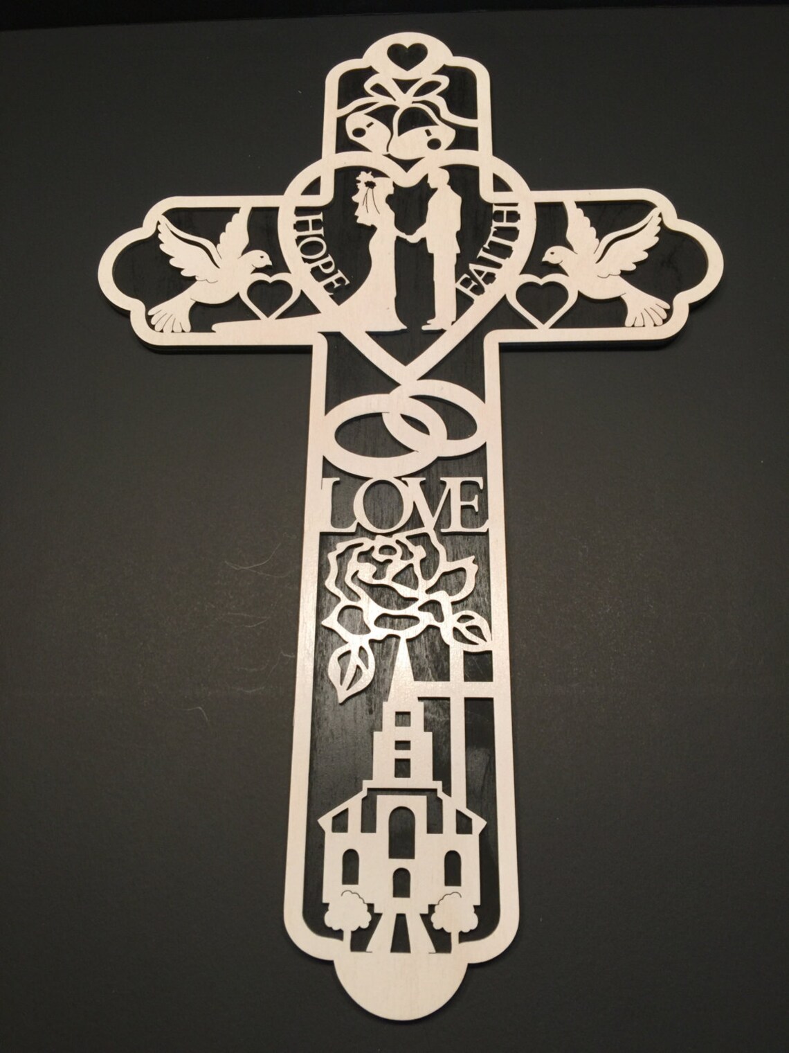 Wedding Theme Wooden Cross Wall Hanging | Etsy