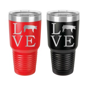 Pig Tumbler, Love Pigs, Stainless Steel, 30 oz, Custom Engraved - Show Pigs