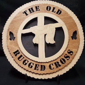 The Old Rugged Cross- 3D Round Wood Plaque made of solid birch, 11.5&quot; diameter, wall hanging or desktop display
