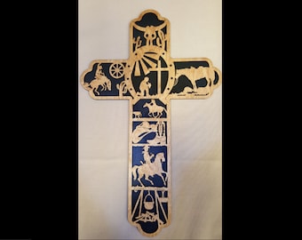 Colgante de pared de cruz de madera temática occidental