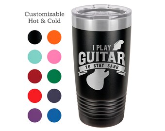 Guitar Tumbler Stay Sane Player Gift Musician Mug Acoustic Guitar Yeti Custom Laser Engraved Guitarist Cup