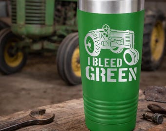 Ich Bleed Grüner Traktor Becher | Farm Life Edelstahl Thermobecher | Bauer Geschenk | Grüne Traktor-Enthusiasten-Tasse