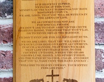 Engraved Cowboy Prayer Wood Plaque Rustic Western Wall Decor Christian Faith Gift Ranch Home Art Religious Scripture