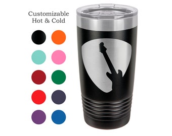 Guitar Tumbler Pick Silhouette Player Gift Musician Mug Acoustic Guitar Yeti Custom Laser Engraved Guitarist Cup