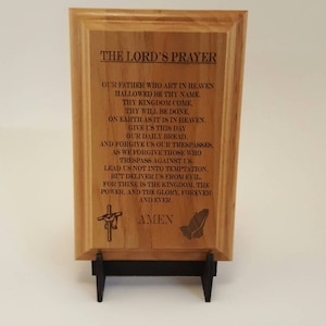 The Lord&#39;s Prayer Engraved Wood Plaque, 4&quot; X 6&quot;