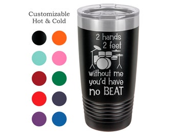 Drum Tumbler Drummer Gift Keep the Beat Musician Mug Drums Yeti Custom Laser Engraved Cup