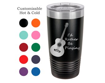 Guitar Tumbler Guitar Player Gift Musician Mug Acoustic Guitar Yeti Custom Laser Engraved Guitarist Cup