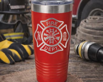 Laser Engraved Firefighter Tumbler, Fire Department Gift, 20 oz