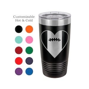 Football Tumbler, Love Football, Stainless Steel, 20 oz, Custom Engraved -Football Player, Football Mom, Senior Gift