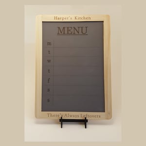 Laser Engraved Weekly Menu Chalkboard Personalized Kitchen Decor image 1