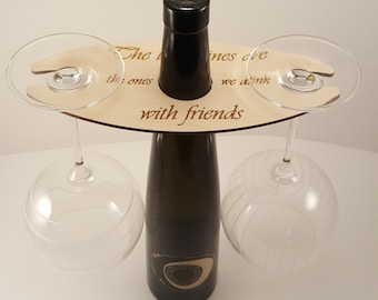 Engraved Wooden Wine Butler, 2-Glass Romantic Gift