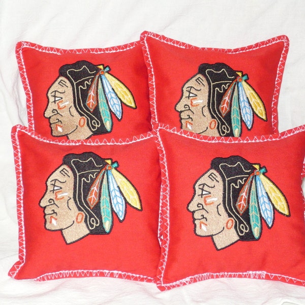 Custom Embroidered Blackhawks Cornhole bags/bean bags