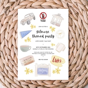 Invito ispirato a una piccola città modificabile // Biglietto per feste 5x7 // Invito digitale // Invito scaricabile stampabile // Modello Canva
