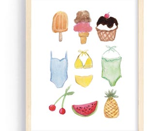 All the Summer Things 8x10 Watercolor Art Print