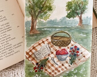 Ice Cream and Books Watercolor Study No. 7