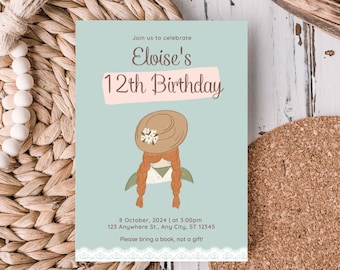 Editable Anne of Green Gables Inspired Party Invitation || 5x7 Invite || Digital Invite || Printable Download Invitation || Canva Template