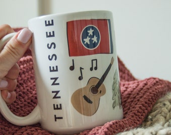 Home Sweet Home Tennessee White Mug || Hometown State Coffee Mug || Large Classic White Mug || Large Tea Cup Mug