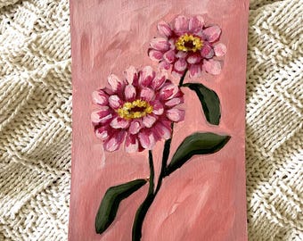 Zinnia Acrylic Painting: Garden Party Bouquet No. 4