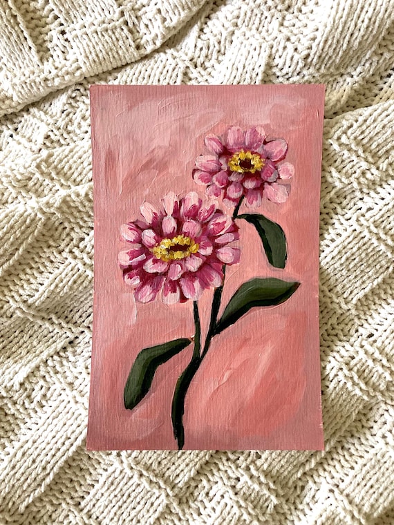 Zinnia Acrylic Painting: Garden Party Bouquet No. 4