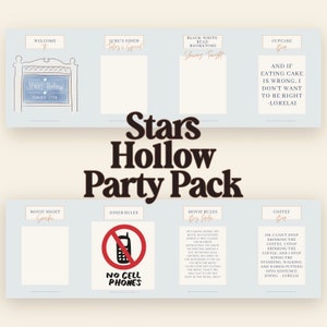 Stars Hollow afdrukbaar feestpakket || Bingokaarten || Afdrukbare cupcaketoppers en decor van gilmore