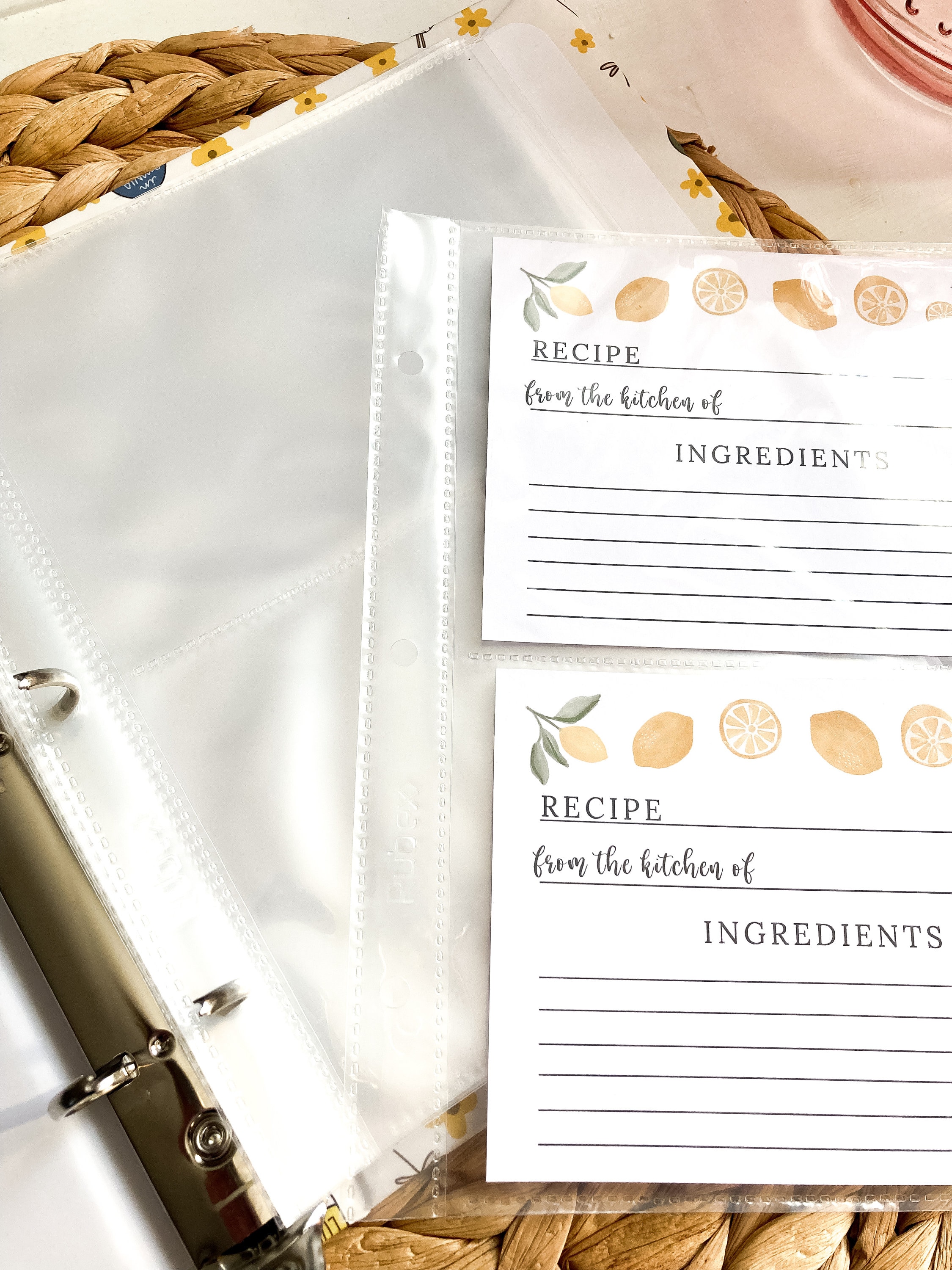 Recipe Binder Recipe Card Page Protectors - 50 Sheets For Mini 3-Ring  Binders, Holds 4x6 Cards, Side Loading (8.5 X 9.5 Size)