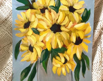 Sunflower Bouquet Acrylic Painting: Garden Party No. 3, Autumn Colors