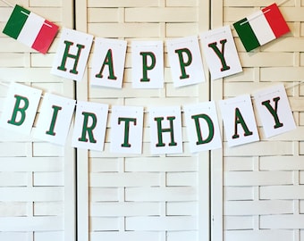 Customizable Italian Happy Birthday Banner - That&#39;s Amore - Italy - Italia - Italian Flag - Family Reunion- Bridal Shower Decorations