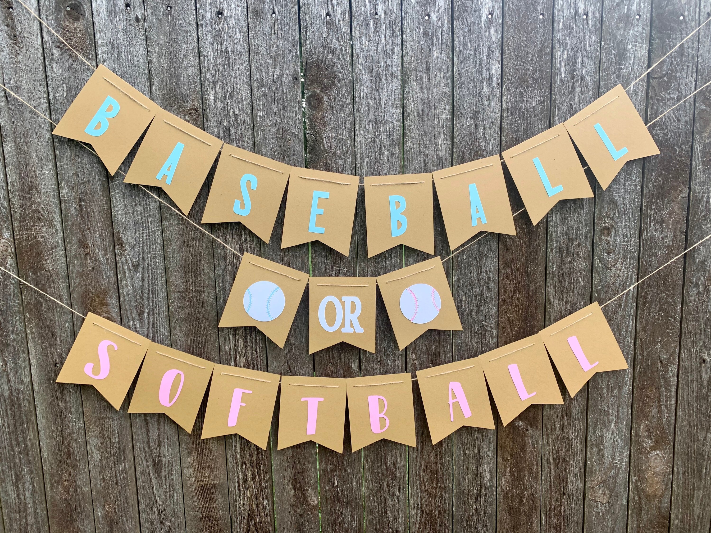 Baseball or Softball Gender Reveal Baby Shower Banner Etsy