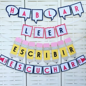 Spanish Verbs Banners- Espanol- Teacher Gift-Classroom Decorations-Reading Corner- Teacher Appreciation- Student Teacher- Bulletin Board