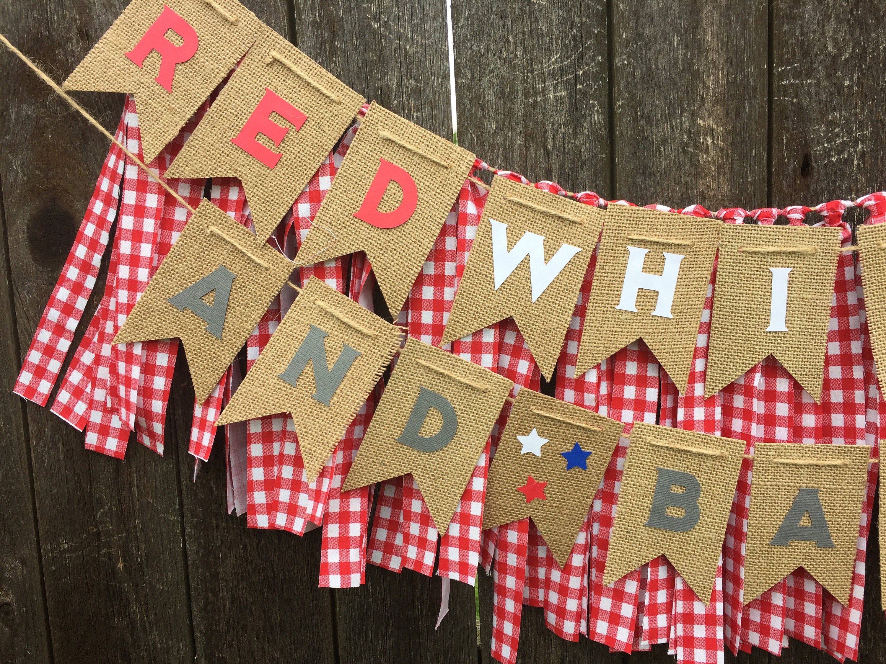 Red White Blue And Baby Too Burlap Banner Baby Shower Etsy