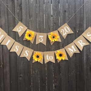 Customizable Sunflower Banner- Bridal Shower- Wedding Decorations- Burlap- Rustic- Happy Birthday- Save The Date- Fall