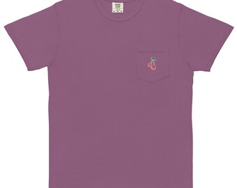 Cherry tshirt for summer Unisex garment-dyed pocket t-shirt