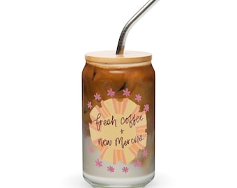 Christian iced coffee glass can with lid and straw, religious gift for her, coffee lover gift valentines gift for her