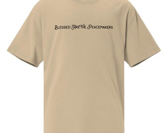 Oversized faded Christian t-shirt, blessed are the peacemakers, men’s Christian tee