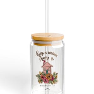 Personalized mama iced coffee glass for mom Sipper Glass, 16oz