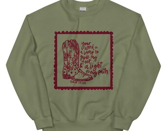 Lamp to my feet sweatshirt, western sweatshirt, western vibes,Christian crew neck
