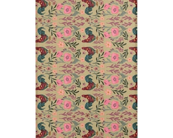 Floral rooster kitchen Area rug
