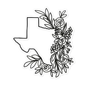 Cute Floral Texas sticker for her, Bubble-free stickers