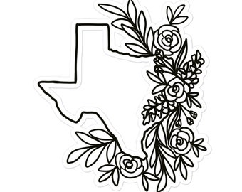 Cute Floral Texas sticker for her, Bubble-free stickers
