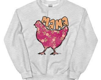 Sweat-shirt poulet, cadeau amateur de poulet, cadeau sweat-shirt fermier, sweat-shirt animal fille de la ferme, sweat-shirt fille de la campagne, pull à col rond pour dame poulet