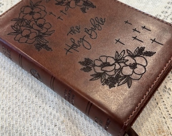 Floral Engraved Faux Leather Compact ESV Bible - Beautifully Designed Gift