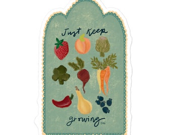 Cottagecore-stickers voor tuinliefhebbers, fruit en groenten, sticker voor homesteaders, blijf maar groeien
