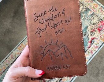 Seek the Kingdom Bible | ESV imitation leather compact bible | small bible | engraved bible | ask for personalization