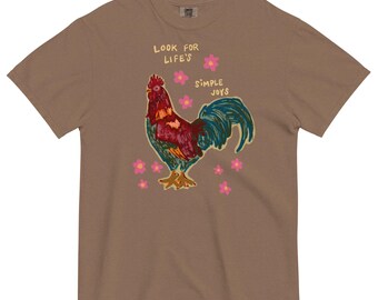 Brown rooster tshirt comfort colors, gift for homesteaders, gift for chicken lovers