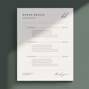 Price List Template | Price List | Canva Pricing Sheet | Spa Price List | Salon Pricing | Basic Fee Schedule | Package Pricing
