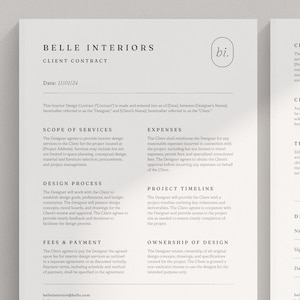 Interior Designer Client Contract Template: Canva Editable (US Letter & A4)
