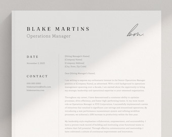 Simple Cover Letter Template: Minimalist Canva Design (US Letter & A4)