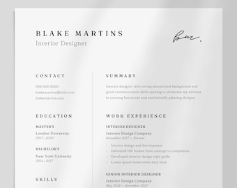 Professional Resume Template Canva | Creative CV Template | Modern Resume for Creative | Executive Resume | Graphic Designer | Writer CV