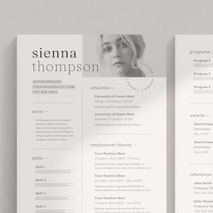 Resume Template Canva | Professional Modern CV | Executive Resume 2023 | Minimalist Resume | Creative CV With Photo | Writer CV | Designer