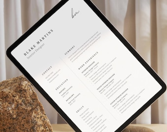 Minimalist Resume Template: Modern CV Design (Canva, Instant Download)